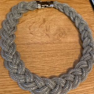 Ann Taylor Silver Mesh Braided Necklace w/Bag